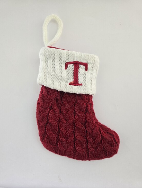 St. Nicholas Square Other - Monogram Knit Christmas Stocking Ornament – Letter T